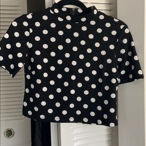 Black high neck polka dot top